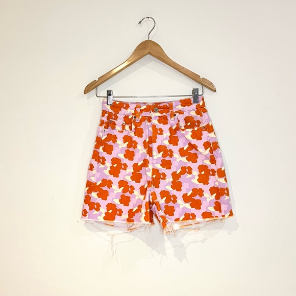 Zara purple and orange Zara shorts with flower pattern. The 90’s short. - Picture 1 of 5
